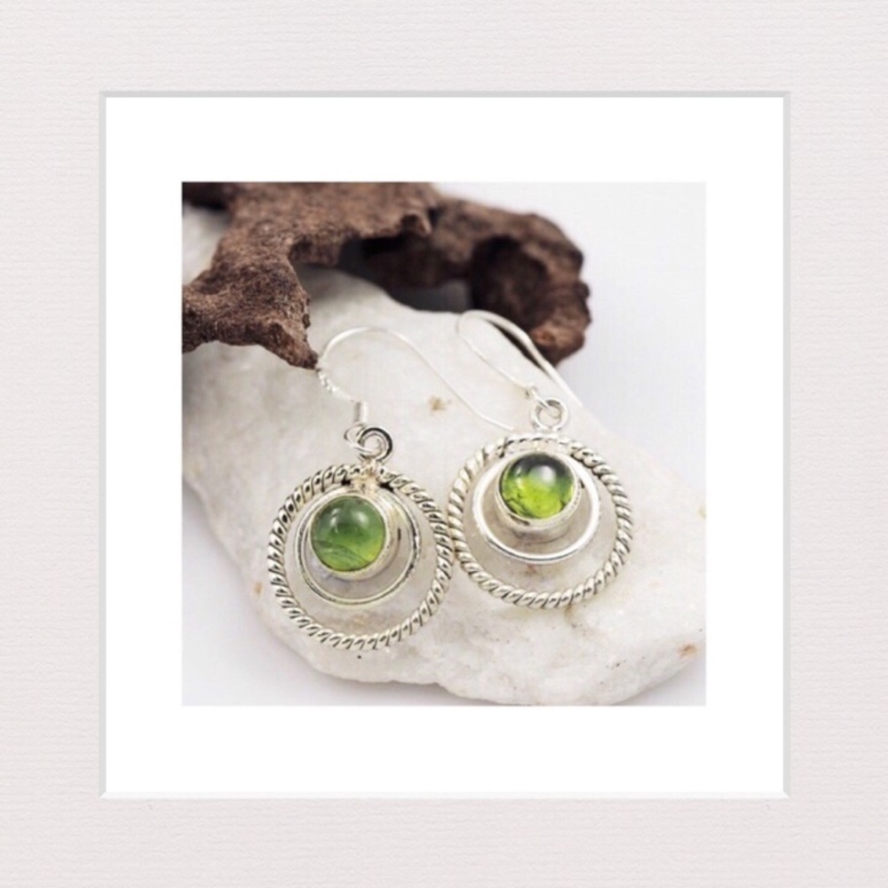 Genuine Peridot and Sterling Silver Earrings